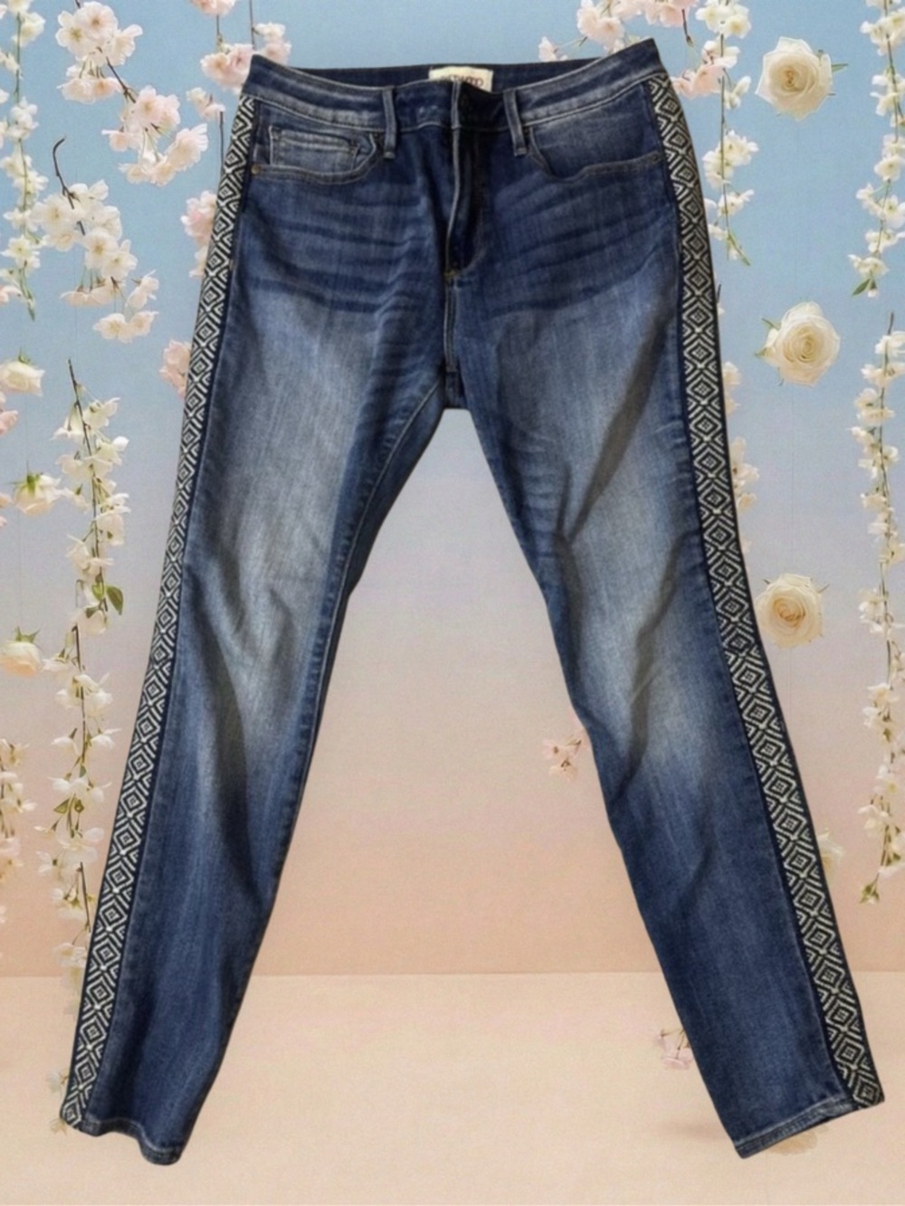 DRIFTWOOD Blue Skinny Jeans with Black Pattern